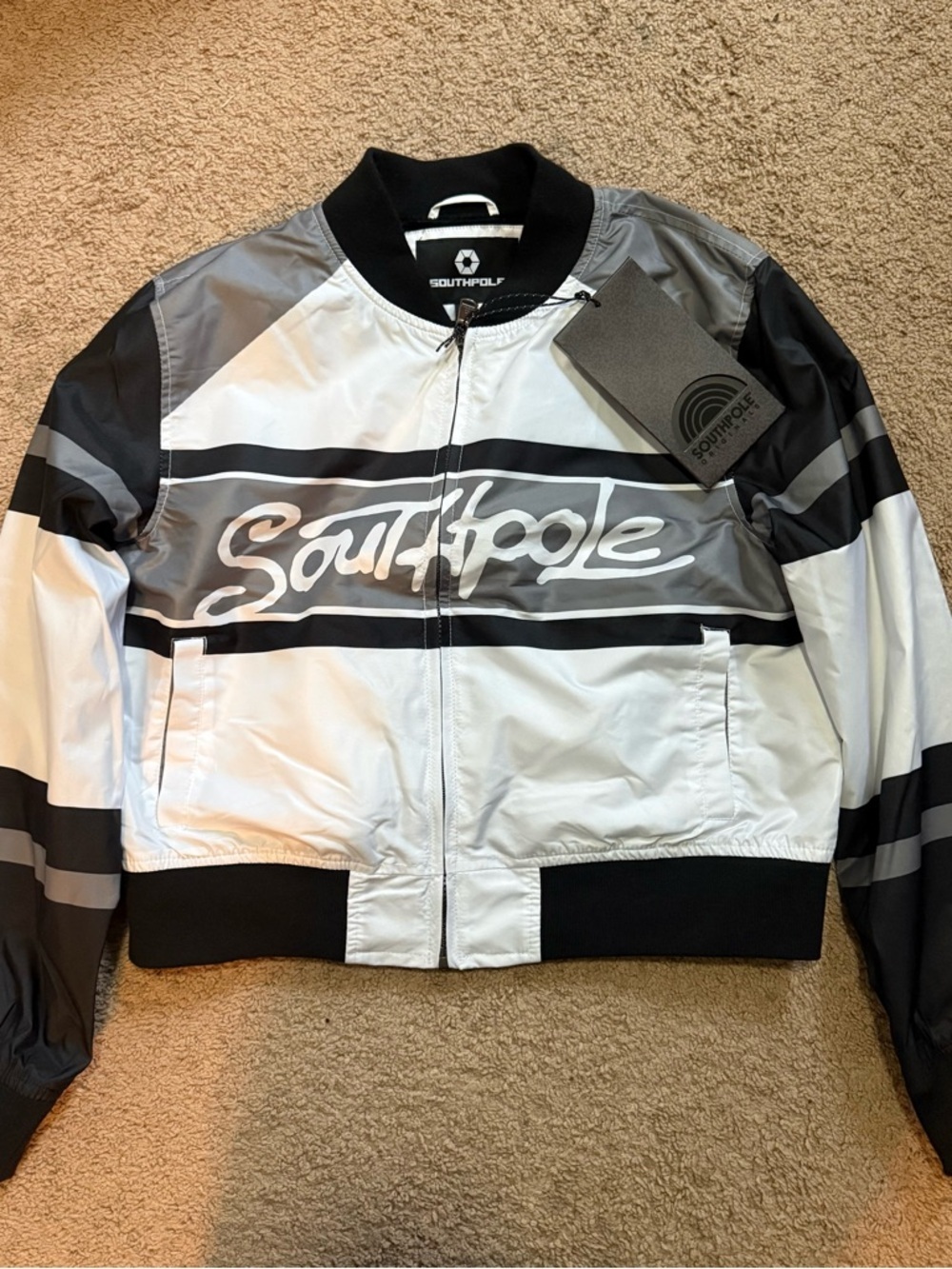 South Pole women’s White & Gray Logo Bomber Jacket